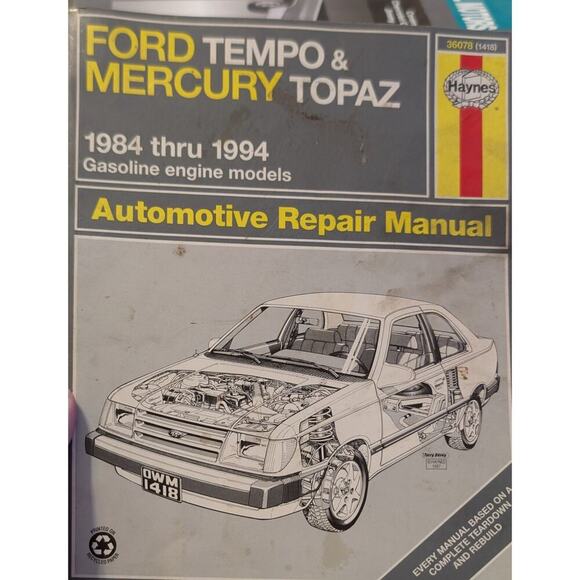 🏖️Haynes Ford Tempo and Mercury Topaz 1984-1994 Repair Manual - Picture 1 of 2